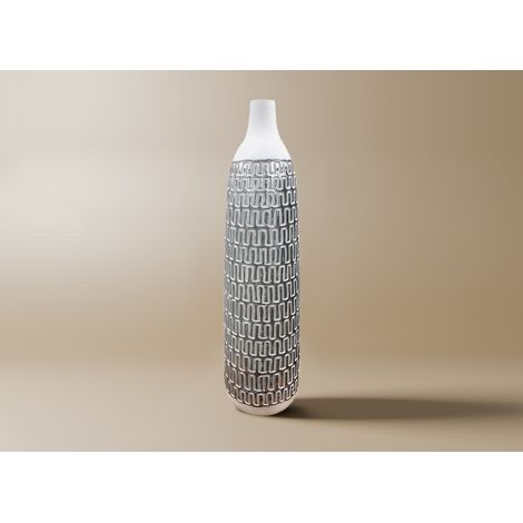 Vase XL en polyrésine blanc et argent H59 cm ALAIA (1/2)