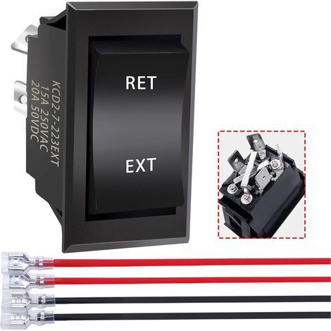Commutateur inverseur de polarité 12V – 3 positions momentané – DPDT 4 broches – Courant 20A pour contrôle moteur DC - KCD2-7-223-4P-X (1/5)