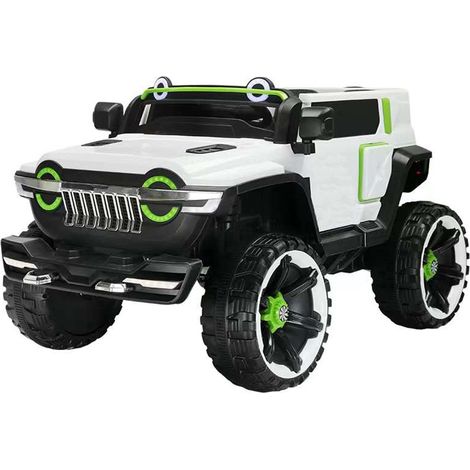 AUTO ELETTRICA PER BAMBINI MACCHINA JEEP 2 POSTI 4WD 12V CON TELECOMANDO USB MP3 BIANCA (1/5)