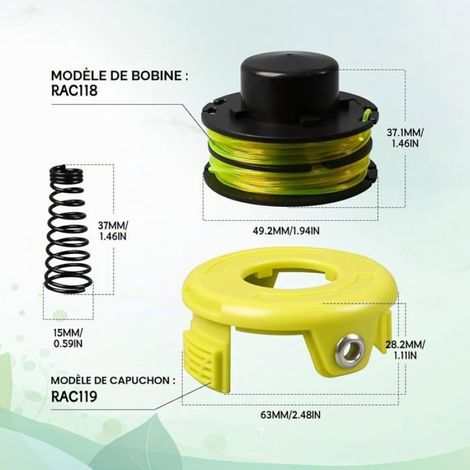 Bobine De Fil De Débroussailleuse Pour Ryobi Rac118 Rlt3525S, 1,2 Mm X 8,4 M Bobine De Remplacement Pour Débroussailleuse Et [G329] (1/5)