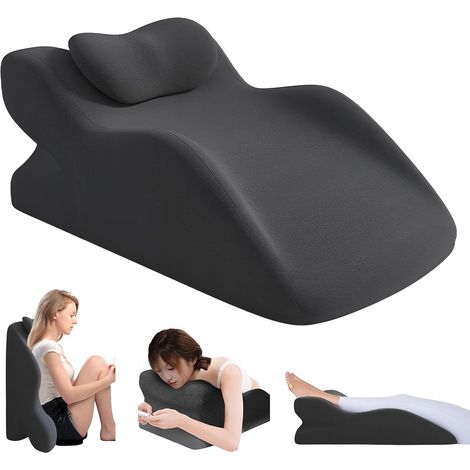 Almohada de cama en forma de cuña - Ideal para el reposo en cama - Almohada de espuma viscoelástica para adultos - Incluye almohada pequeña - Almohada multifuncional - Negra - 35 x 12 (1/5)