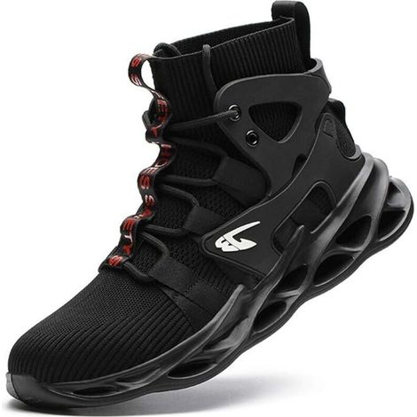 Chaussures de sécurité légères montantes S3 pour hommes et femmes – Embout acier – Semelle intermédiaire en Kevlar – Taille 42 EU - NOIR 42 EU (1/5)