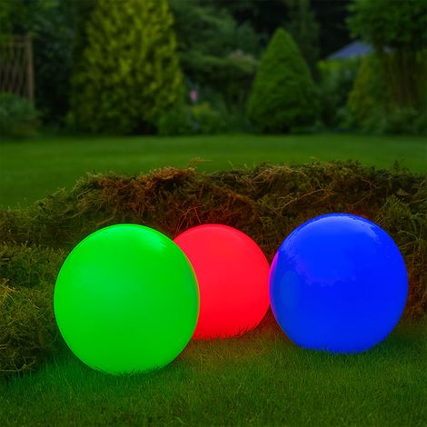 Leuchtkugel Gartendeko Außenleuchte rot grün blau Schwimmlampe Gartenlampe Kugelleuchte, G4, D 15 cm, 3er Set