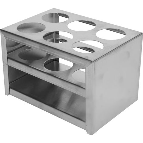 Support pour tubes à essai en acier inoxydable 304, support de laboratoire à 6 trous et 3 niveaux, adapté aux tubes à essai de 32 mm. (1/5)