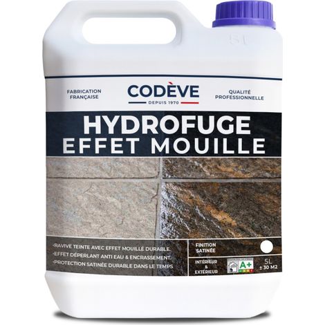 Codève Bois – Hydrofuge effet mouillé 5 L – Pour bois dur et matériaux poreux – Rendement 10-12 m²/L – Application facile sans film