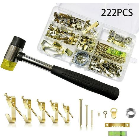 222pcs photo frame hooks, wall hanging accessories without nail marks, photo frame hook kit (1/4)