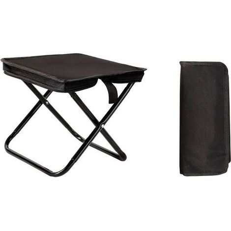 Tabouret de camping pliable , mini tabouret de camping pliable , chaise pliante de camping avec sac de rangement , siège pliant ultraléger pour voyage , jardin , pêche , barbecue , plage (noir) (1/5)