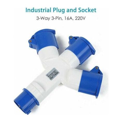 Adaptateur 3 Prises Couvercle fiche à 3 pôles 16A 220V Industriel IP44 – multiprise Caravanes/CampingCars/Bateau, Chantier, Connecteur Prises de Courant Industriel Répartiteur-Chrom (1/5)