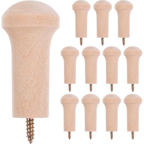 12 crochets muraux bois, pour manteaux et sacs et mur intérieur (1/5)