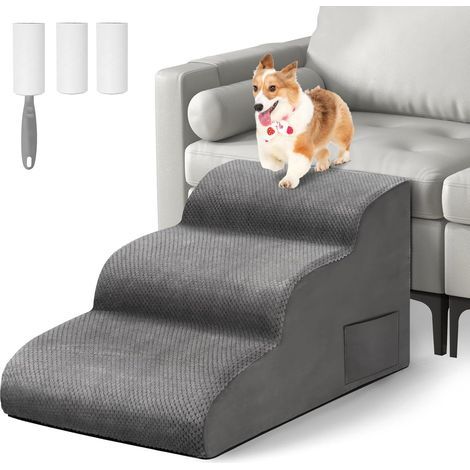 Hundetreppe mit 3 Stufen, 30D-Schwamm, rutschfest, waschbarer Bezug für Bett und Sofa (1/5)