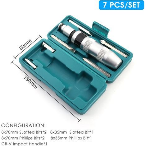 Tournevis à impact 7 pièces - Kit de réparation à double sens de rotation - Outils à main (1/5)