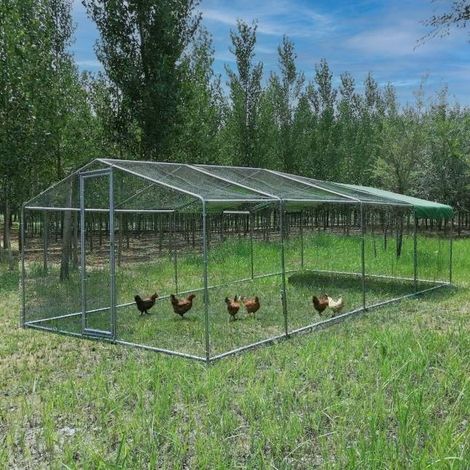 Enclos Grillagé Poulailler 24m² ANIMAL VALLEY Parc à Poules Acier Galvanisé Ø38mm 8x3x2,25m - P005+CP005E2-B (1/5)