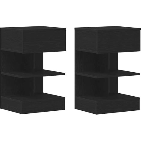 Maison Exclusive - Armadio da Notte con cassetto 2 pcs Rovere Nero 40 x 35 x 65 cm
