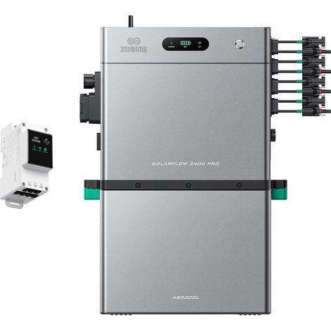 Zendure SolarFlow 2400 Pro – 2400W AC bidirektional, 4800W PV-Eingang, bis 16,8 kWh erweiterbar, Plug & Play, IP65, mit intelligentem Zähler 3CT, mit AB3000L (2,88 kWh)