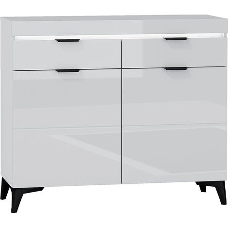 Buffet 2 portes 2 tiroirs LED inclus Ruben Blanc (1/5)