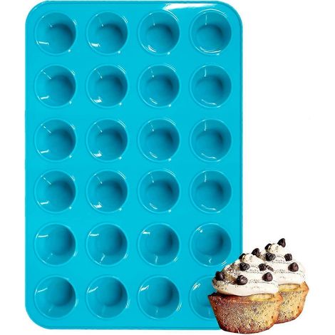 Moule à mini-muffins en silicone, 24 cavités, antiadhésif, sans BPA, de qualité alimentaire, réutilisable. (1/5)
