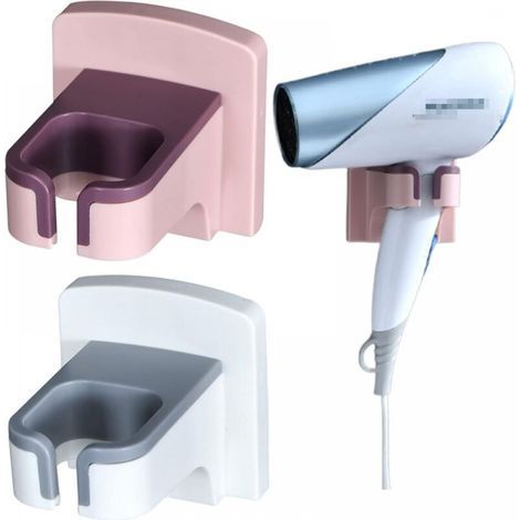 White + Pink 2 Punch-free Wall-mounted Hair Dryer Holder Hair Dryer Storage Rack Bathroom Wall-mounted Hair Dryer Storage Rack (1/5)
