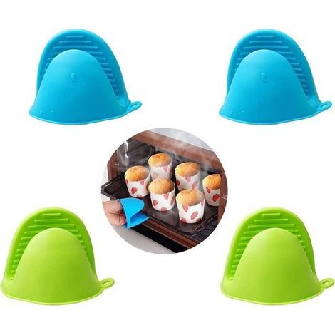 2 Paar Mikrowellenhandschuhe, hitzebeständige Mini-Ofenhandschuhe aus Silikon, rutschfester Topflappen aus Silikon (1/5)