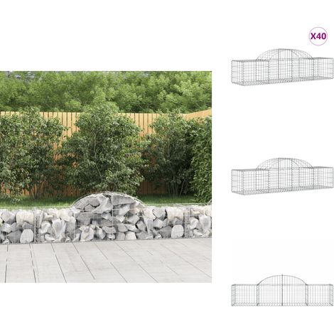 Paniers à gabions arqués 40 pcs 200x50x40/60 cm fer galvanisé - Panier Gabion - Mur Gabion - Clôture Gabion - Décoration Jardin - Séparation Jardin (1/5)