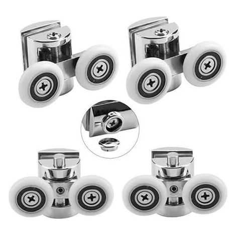 4 Pcs Shower Door Rollers 23mm for Home Sliding Shower Door Replacement Casters, Fits 4-6mm Glass, Bathroom, Replacement Parts
