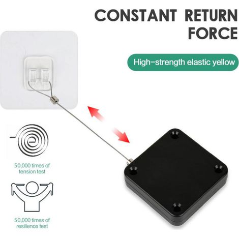 Ferme-porte automatique à tension 800G avec boîtier antivol pour câble en acier de 1,2 m (noir) (1/5)