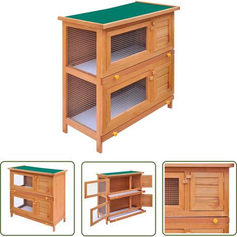 Kaninchenstall Kleintierhaus Hasenstall 4 Türen Holz - Kaninchenstall - Kleintierstall - Hasenstall - Tiergehege - Outdoor Stall (1/5)