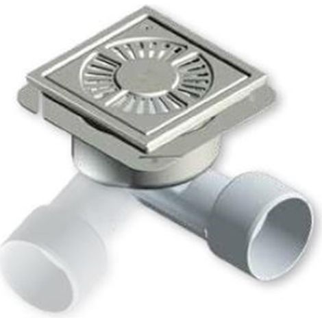 Siphon de sol 20X20 BLUCHER type 782 pour receveur a carreler ou résine - BLUCHER 20X20 SIPHON GRILLE LIBRE + PANIER PVC