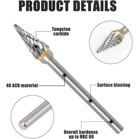 Lot de 10 têtes de meulage rotatives à double fente pour gravure, sculpture bois et polissage métaux – Diamètre 6 mm (1/3)