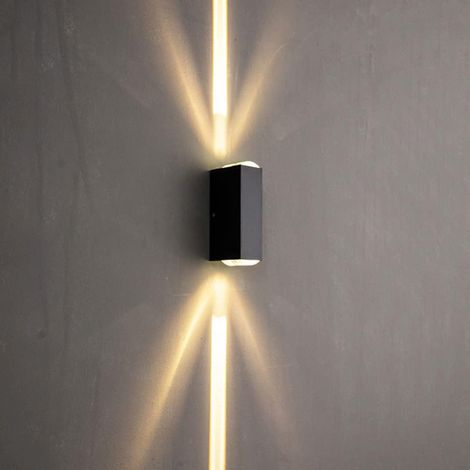 Applique murale d'extérieur à LED avec éclairage haut et bas, luminaires extérieurs étanches, lampe murale en aluminium, lanterne murale noire mate, éclairage extérieur pour garage, porte d'entrée (1/5)