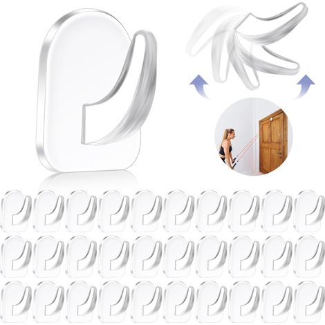 30 Stück Haken Klebehaken Extra Stark Selbstklebend Transparent Haken Handtuchhalter Handtuchhaken Kleiderhaken Wandhaken Ohne Bohren für Bad Küche Badezimmer (1/5)