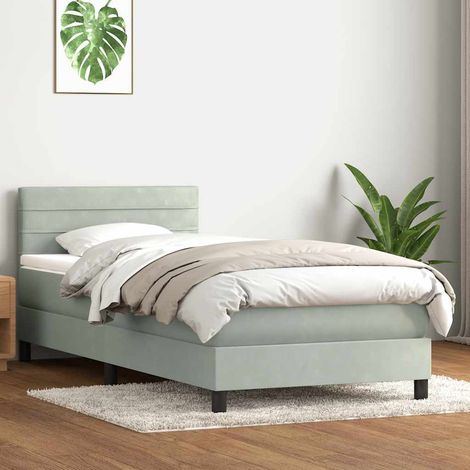 Boxspringbett mit Matratze Hellgrau 90x210 cm Samt