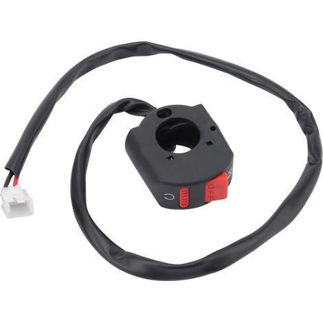 Interrupteur d'arrêt moteur simple de style Apollo Longueur du câble de commande au guidon de 7/8 pouce (22 mm) : 450 mm Bouton d'arrêt moteur d'urgence pour moto, étanche et résistant aux chocs, ro (1/5)