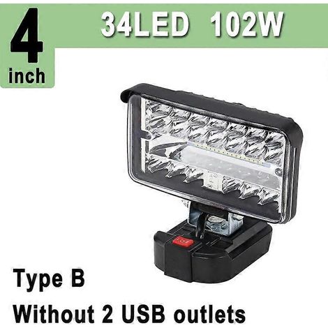 Lampe de travail LED Makita 18 V Lithium 3/5/8 pouces, 2800 lm/7200 lm/11800 lm, avec port USB pour recharger votre téléphone (Type B, 4 pouces). (1/5)