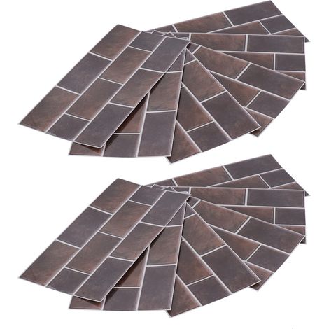 2 Sets Fliesenaufkleber Retro Klassisch Selbstklebend Wasserfest Aufkleber Küche Badezimmer Wanddekoration (FG01 Mokkabraun) (1/5)