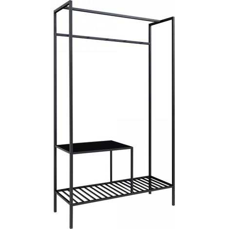 HARALD - Meuble d'Entrée Acier Noir et Aspect Bois Noir (1/5)