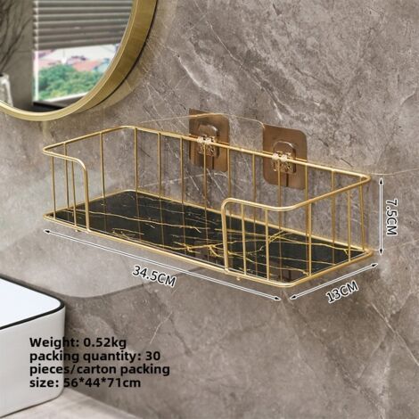 Étagère de rangement pour toilettes Black Gold, petite taille, sans perçage, pour gel douche et cosmétiques, organisateur de produits de toilette (1/5)