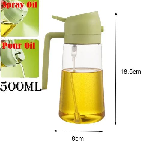 (2 flacons verts de 500 ml) Spray d'huile 2 en 1 : idéal pour la cuisine, les flacons d'huile, le nettoyage des bouteilles d'huile, le vaporisateur de vinaigre et de sauce soja, et le nettoyage des ré (1/5)