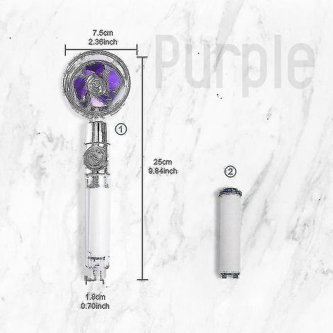 Pommeau de douche à turbine rotatif à 360° avec réglage du jet haute pression pour économiser l'eau (1/5)