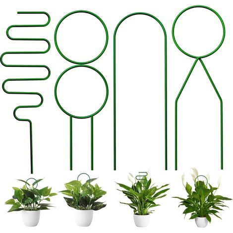 Treillis pour plantes grimpantes, métal, ensemble de 8 pièces, support pour plantes grimpantes, design géométrique, plantes d'intérieur, treillis, vert (1/5)