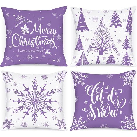 Federe per Cuscini Decorativi Natalizi 4 Pezzi 40x40 cm Viola (1/5)