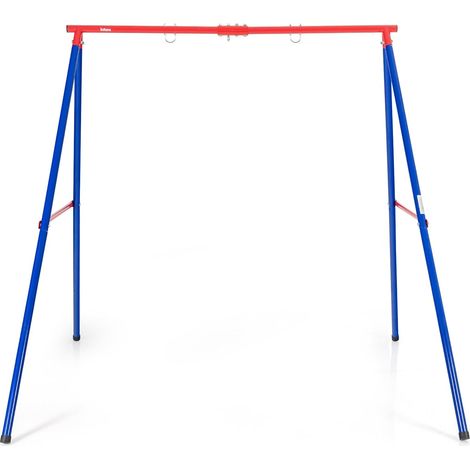 COSTWAY Schaukelgestell bis 250 kg belastbar, Schaukelgerüst für Nestschaukel Kinderschaukel, Schaukel Gestell für Garten, 194 x 184 x 180 cm(Rot-blau) (1/5)