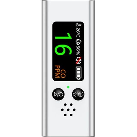Mini détecteur portable de monoxyde de carbone (CO), mesure de la température et de l'humidité, outil de test pour les voyages et l'intérieur. (1/4)