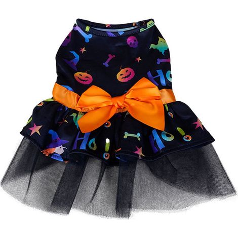 1 déguisement d'Halloween pour chien et chat, coupe haute ventre, nœud taille, polyester, multicolore, convient petits chiens et chats (1/5)