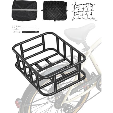 VEVOR Cestino Posteriore per Bici Medio, con Rete di Carico, Fodera e Copertura Impermeabile, Cestino Posteriore per Trasportare Animali Frutta Alimentari, Strumenti di Montaggio Inclusi