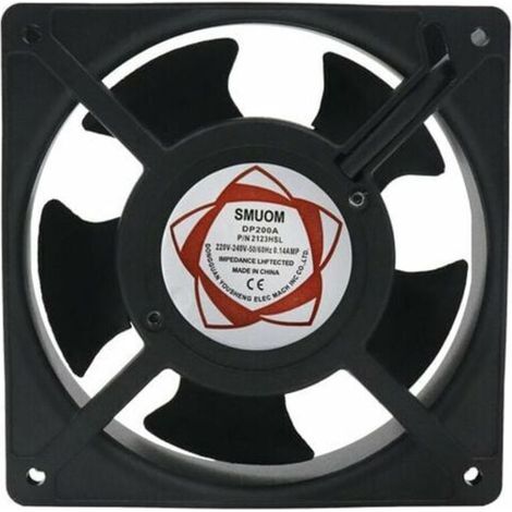 Axial fan for fireplace cassette, insertable, high temperature, with metal blades, quiet and universal. 120 x 120 x 38 mm