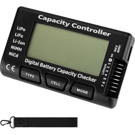 LCD-Digitalbatterietester für LiPo-, Li-Ion- und NiMH-Batterien (Spannung und Kapazität). (1/4)