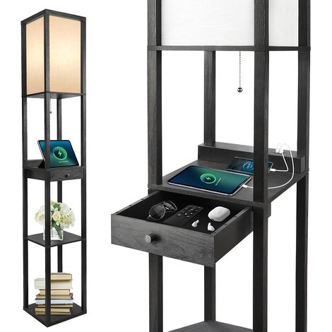 Lampadaire Salon, Dimmable, 4 Températures de Couleur Réglable, Noir (1/5)
