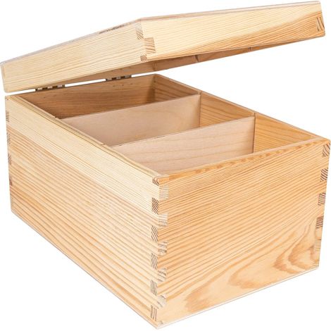 Boîte Rangement en Bois pour CD et DVD - 3 Compartiments (1/5)