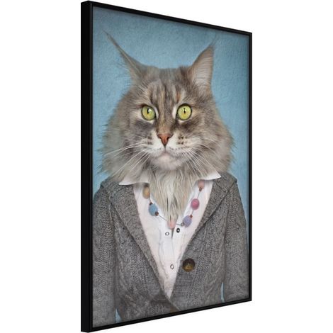 Affiche Murale Encadrée "Animal Alter Ego Cat" 30 x 42 cm Noir