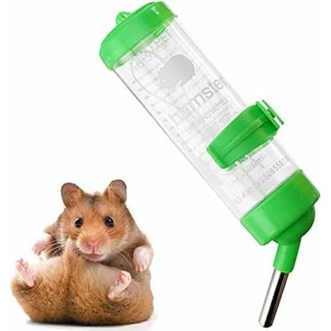 Abreuvoir Biberon Bouteille Distributeur d'eau en Plastique pour Lapin Hamster Petits Animaux Vert (1/5)